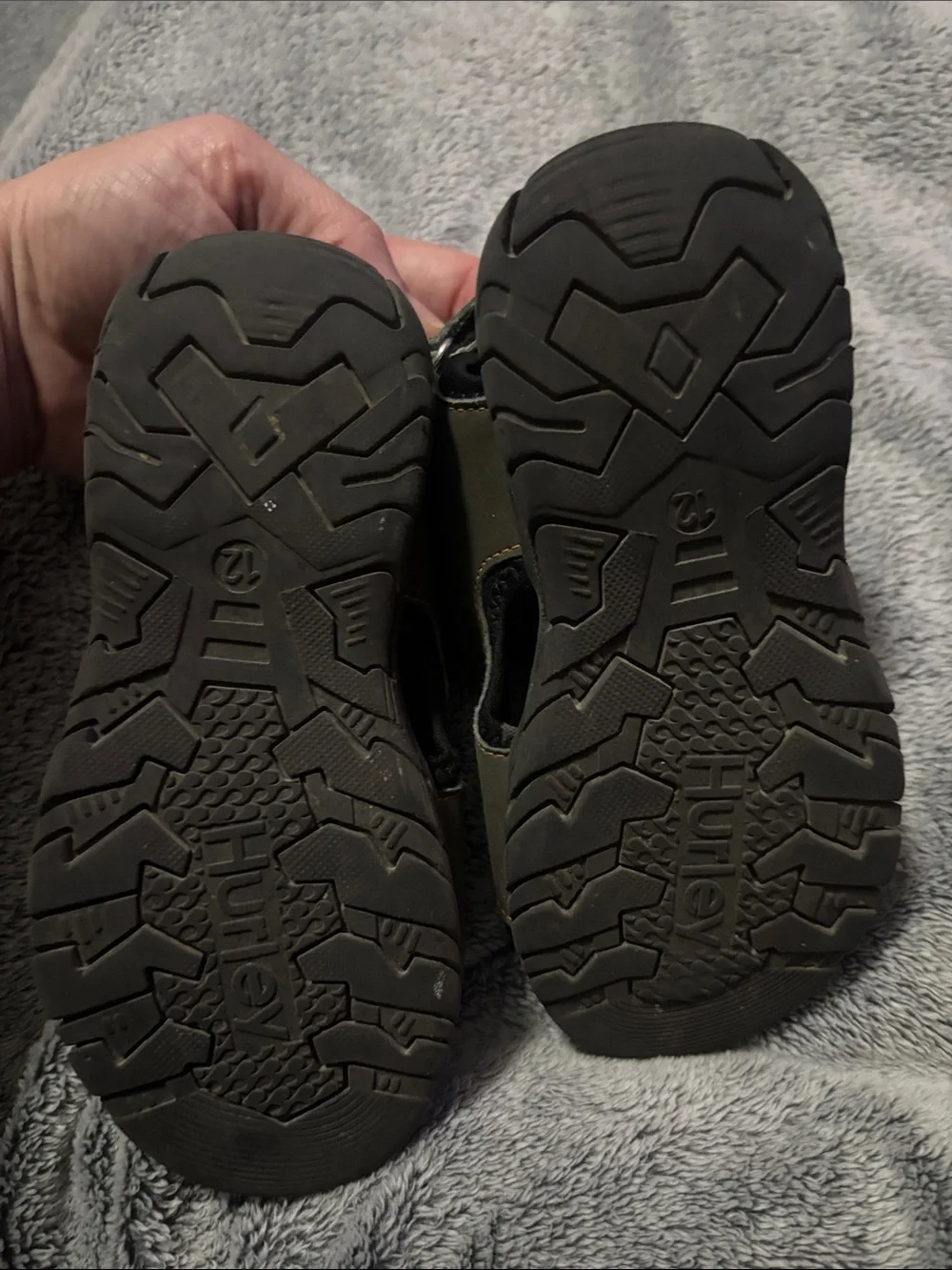 Hurley Kids Olive Green and Orange Logo Hook-and-Loop Sandals